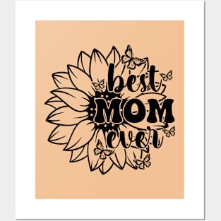 Best MOM ever Sunflower Vintage Mother's Day Posters and Art